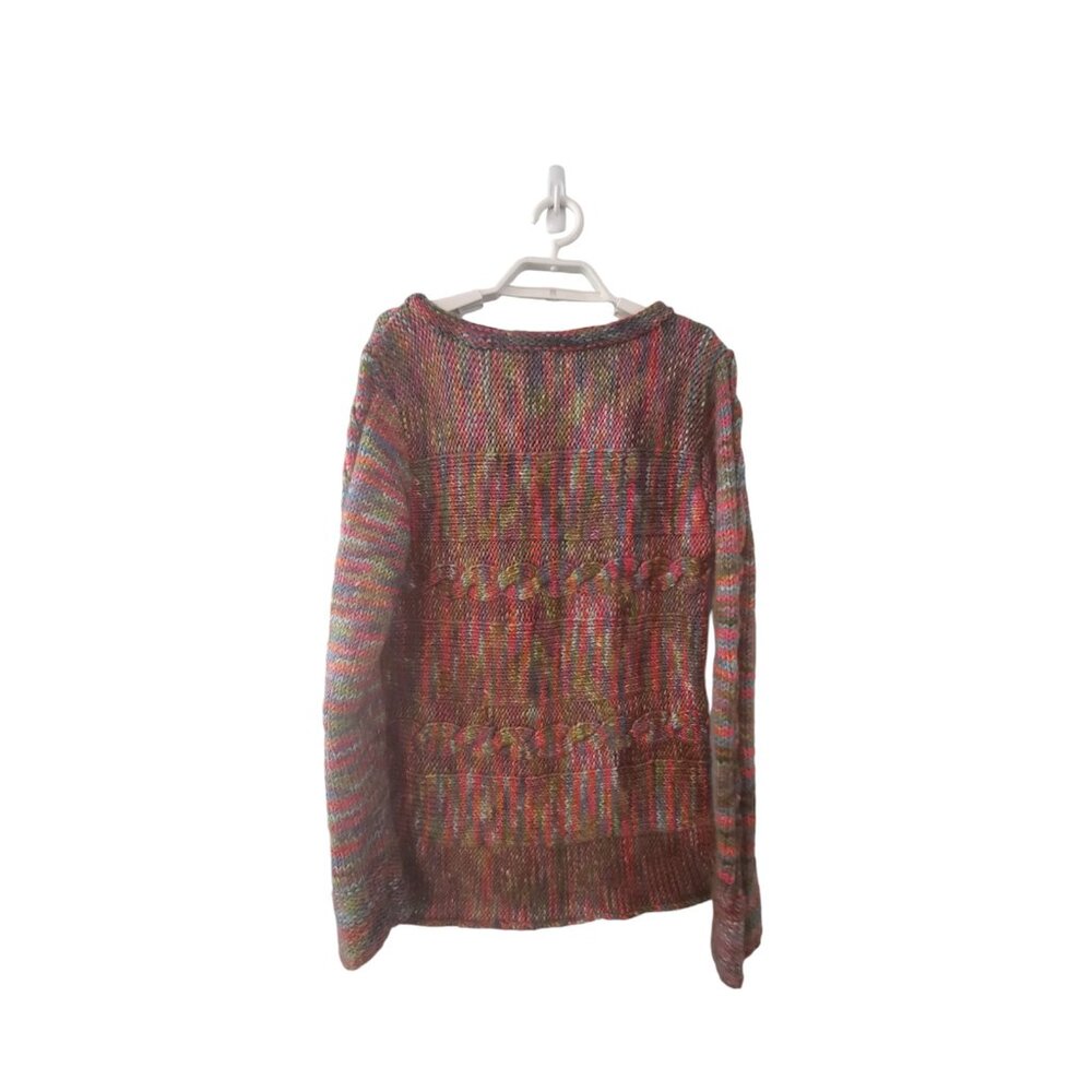 Acorn sweater womens Small marled knitted multi rainbow colored wool blend